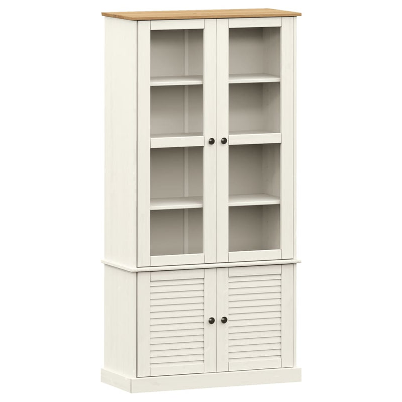vidaXL VIGO fehér üvegvitrines tömör fenyőszekrény 85x35x170 cm