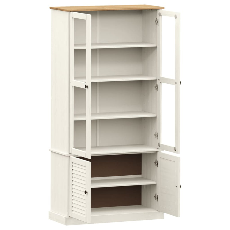 vidaXL VIGO fehér üvegvitrines tömör fenyőszekrény 85x35x170 cm