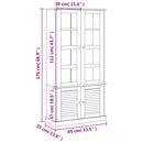 vidaXL VIGO fehér üvegvitrines tömör fenyőszekrény 85x35x170 cm