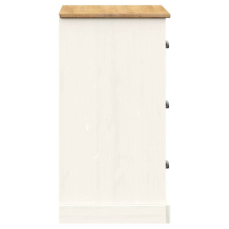 vidaXL VIGO fehér tömör fenyőfa fiókos tálalószekrény 78x40x75 cm