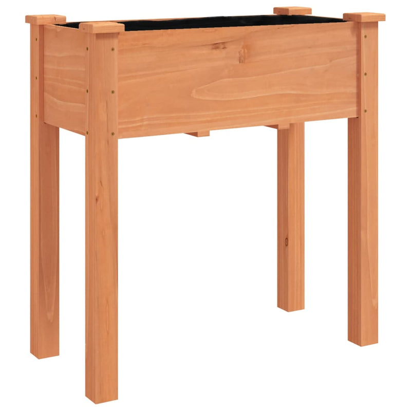 vidaXL barna tömör fenyőfa kerekes ültetőláda béléssel 71 x 37 x 80 cm