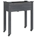 vidaXL szürke tömör fenyőfa kerekes ültetőláda béléssel 71x37x80 cm