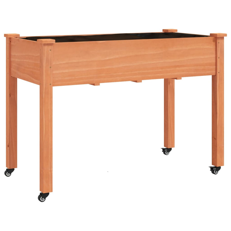 vidaXL barna tömör fenyőfa kerekes ültetőláda béléssel 118x59x80 cm