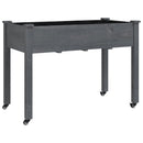 vidaXL szürke tömör fenyőfa kerekes ültetőláda béléssel 118x59x80 cm