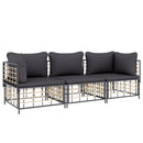 vidaXL 3 részes antracitszürke polyrattan kerti ülőgarnitúra párnákkal