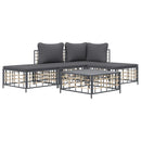 vidaXL 5 részes antracitszürke polyrattan kerti ülőgarnitúra párnákkal