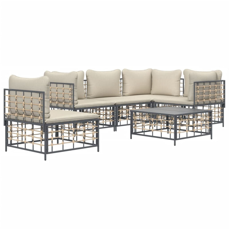 vidaXL 6 részes antracitszürke polyrattan kerti ülőgarnitúra párnákkal