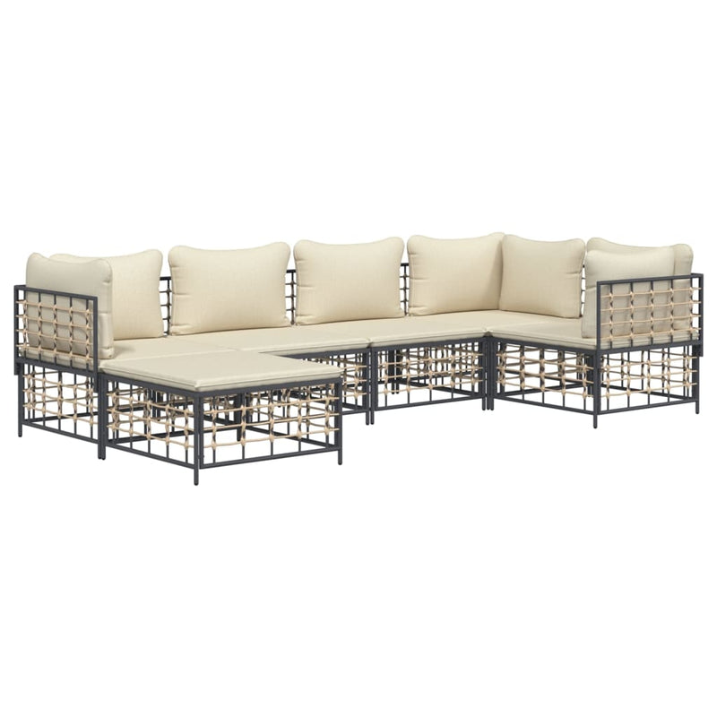 vidaXL 6 részes antracitszürke polyrattan kerti ülőgarnitúra párnákkal