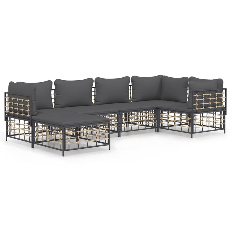 vidaXL 6 részes antracitszürke polyrattan kerti ülőgarnitúra párnákkal
