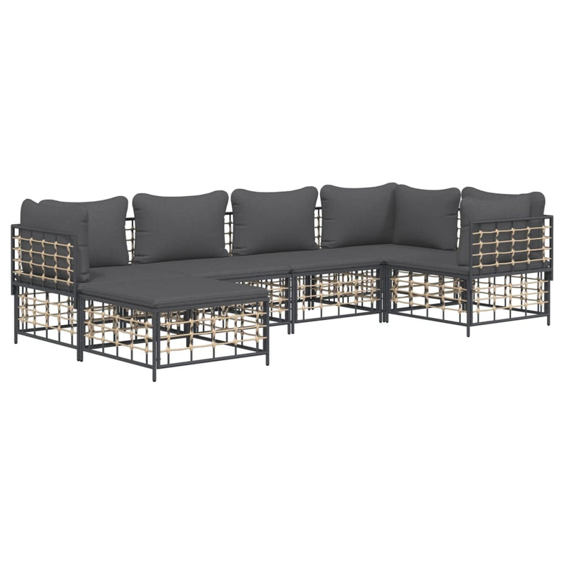 vidaXL 6 részes antracitszürke polyrattan kerti ülőgarnitúra párnákkal