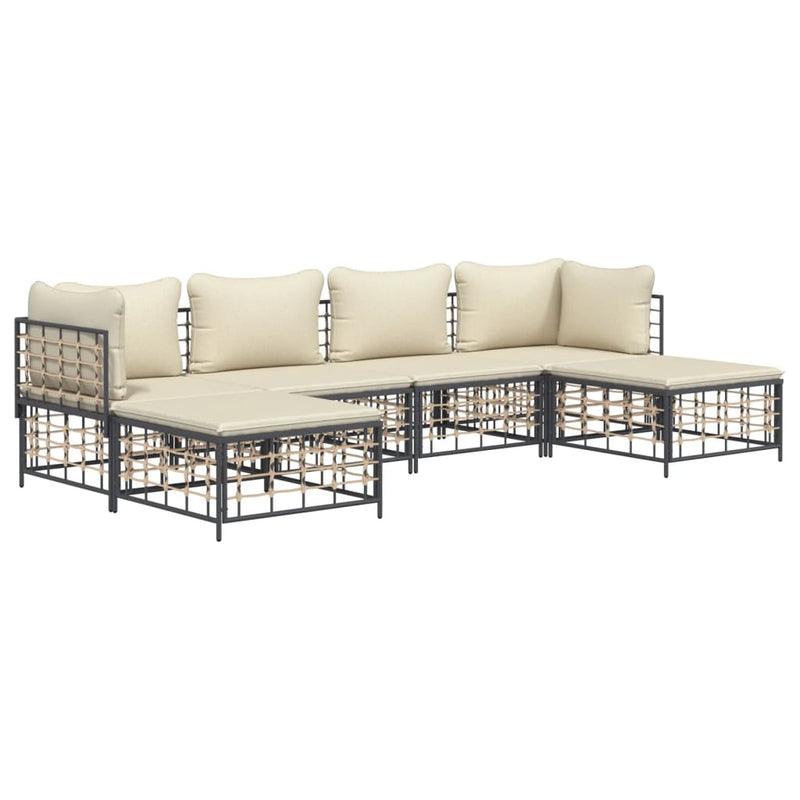 vidaXL 6 részes antracitszürke polyrattan kerti ülőgarnitúra párnákkal