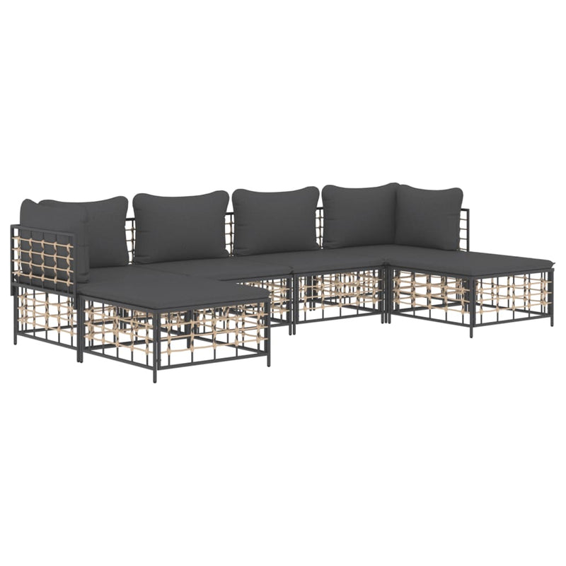 vidaXL 6 részes antracitszürke polyrattan kerti ülőgarnitúra párnákkal