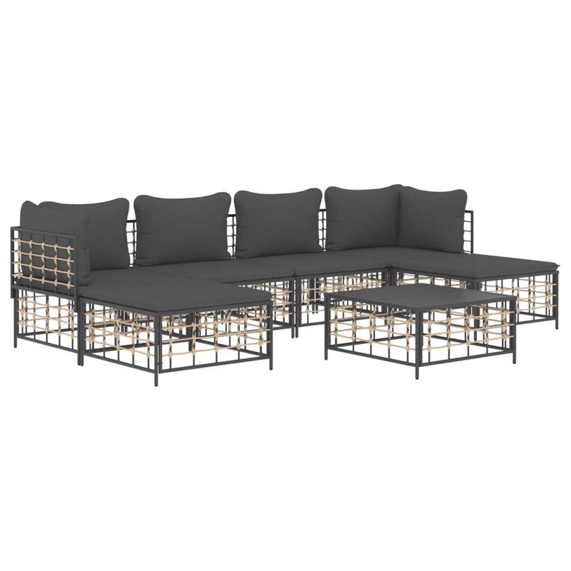 vidaXL 7 részes antracitszürke polyrattan kerti ülőgarnitúra párnákkal