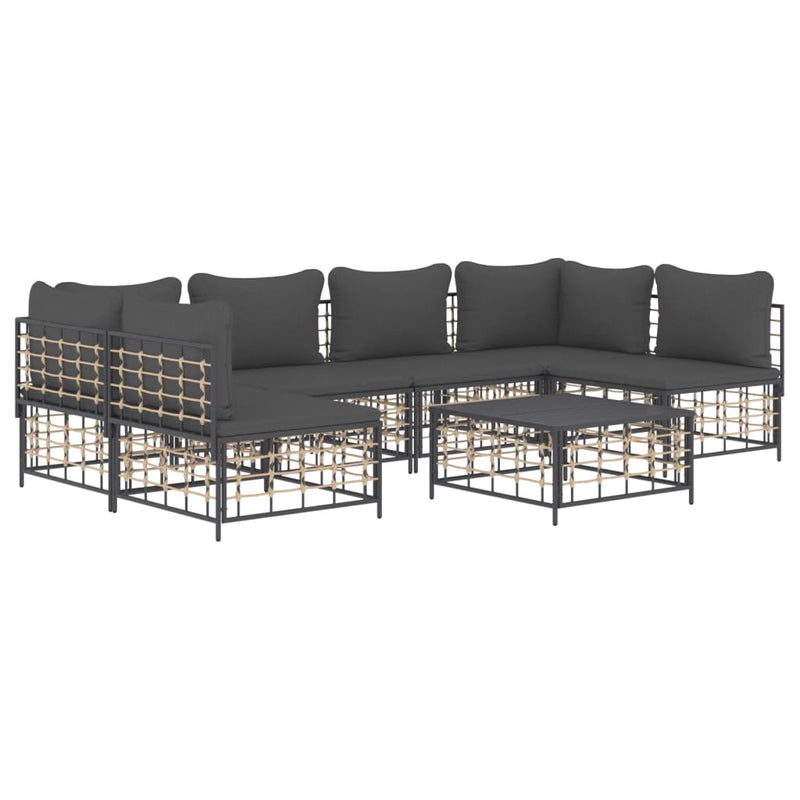 vidaXL 7 részes antracitszürke polyrattan kerti ülőgarnitúra párnákkal