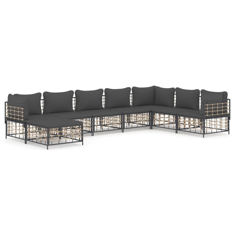 vidaXL 8 részes antracitszürke polyrattan kerti ülőgarnitúra párnákkal