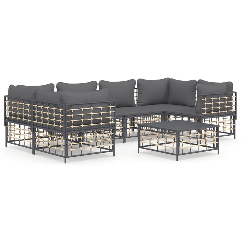vidaXL 7 részes antracitszürke polyrattan kerti ülőgarnitúra párnákkal