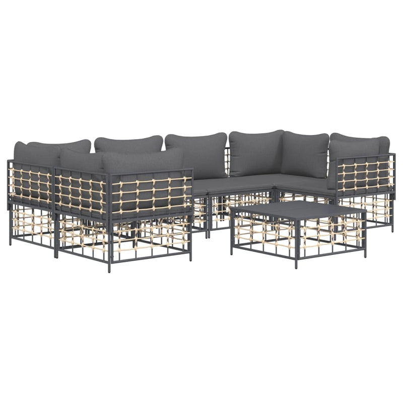 vidaXL 7 részes antracitszürke polyrattan kerti ülőgarnitúra párnákkal