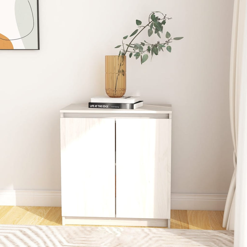 vidaXL fehér tömör fenyőfa kisszekrény 60x36x65 cm