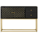 vidaXL fekete és arany tömör mangófa tálalószekrény 110 x 30 x 75 cm