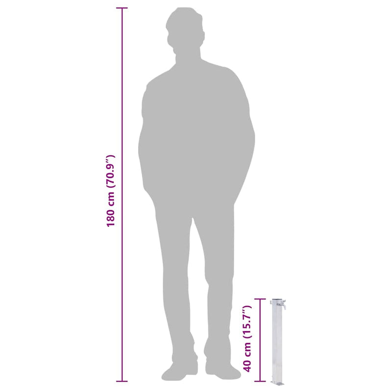 vidaXL rozsdamentes acél négyzetes kerti oszlop típusú vízcsap 40 cm