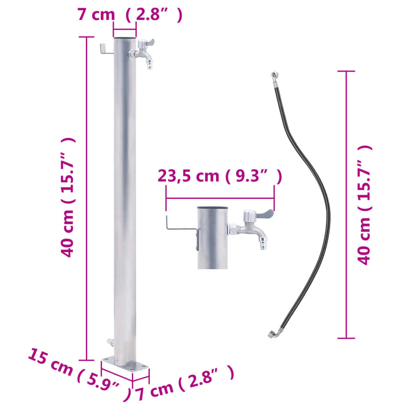 vidaXL kerek rozsdamentes acél kerti oszlop típusú vízcsap 40 cm