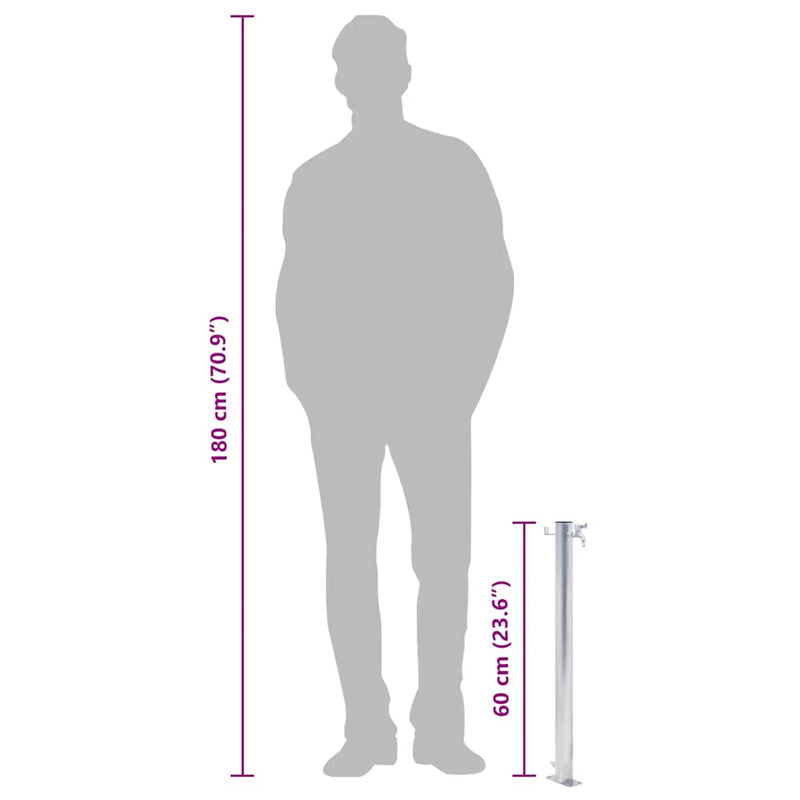 vidaXL kerek rozsdamentes acél kerti oszlop típusú vízcsap 60 cm