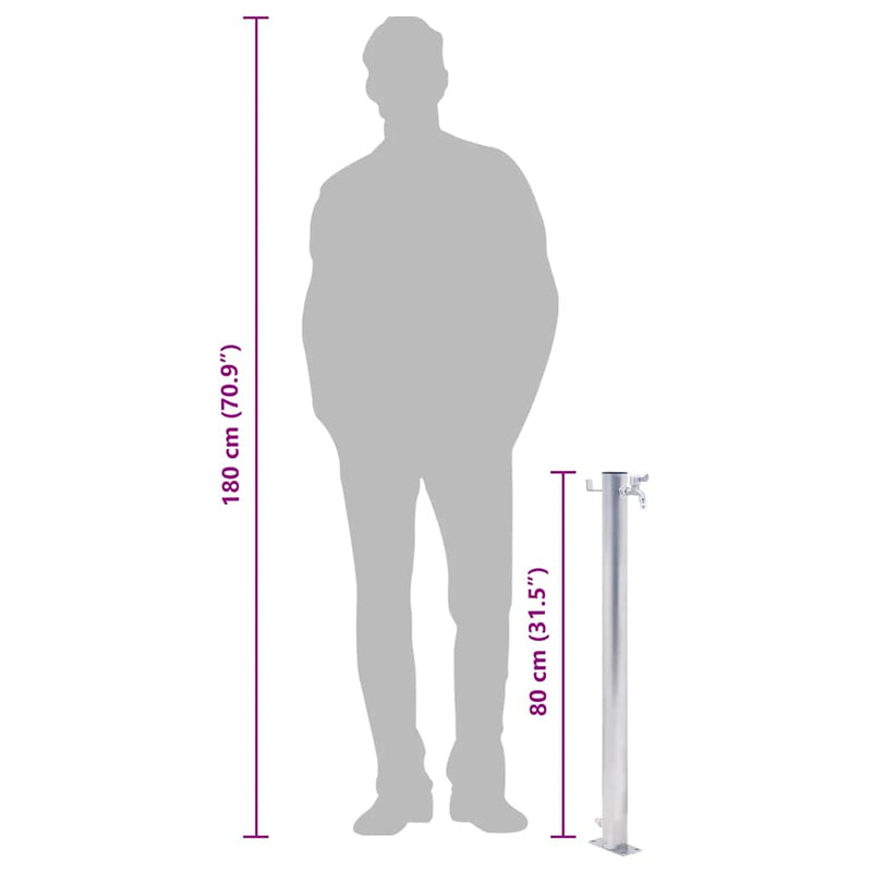 vidaXL kerek rozsdamentes acél kerti oszlop típusú vízcsap 80 cm