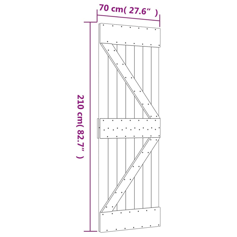 vidaXL NARVIK tömör fenyőfa ajtó 70 x 210 cm