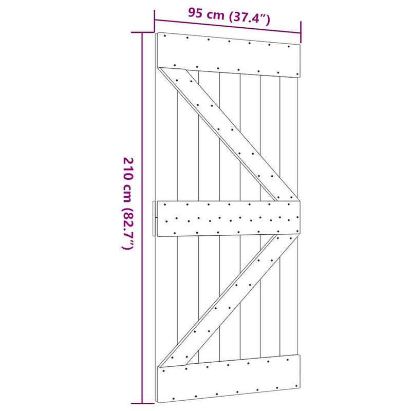 vidaXL NARVIK tömör fenyőfa ajtó 95 x 210 cm