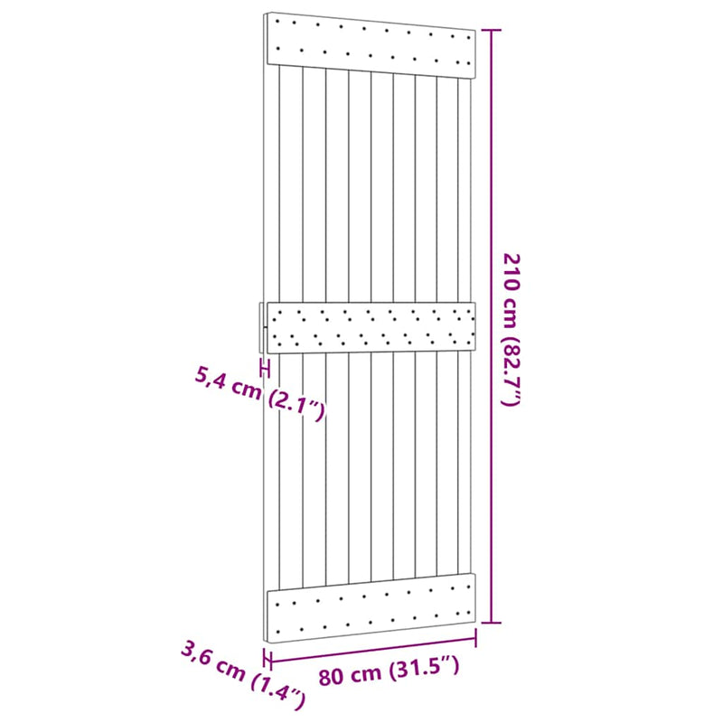 vidaXL NARVIK tömör fenyőfa ajtó 80 x 210 cm
