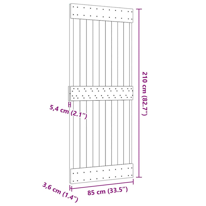vidaXL NARVIK tömör fenyőfa ajtó 85 x 210 cm