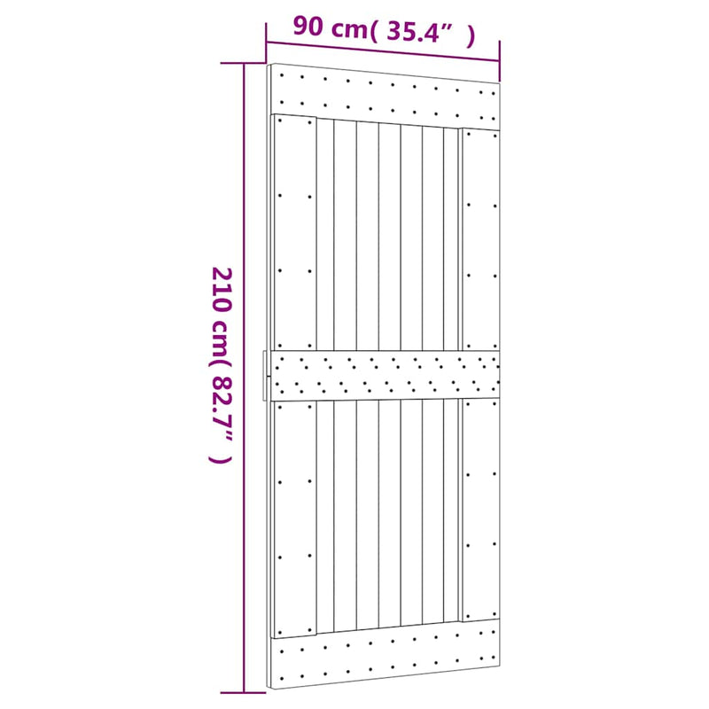 vidaXL NARVIK tömör fenyőfa ajtó 90 x 210 cm
