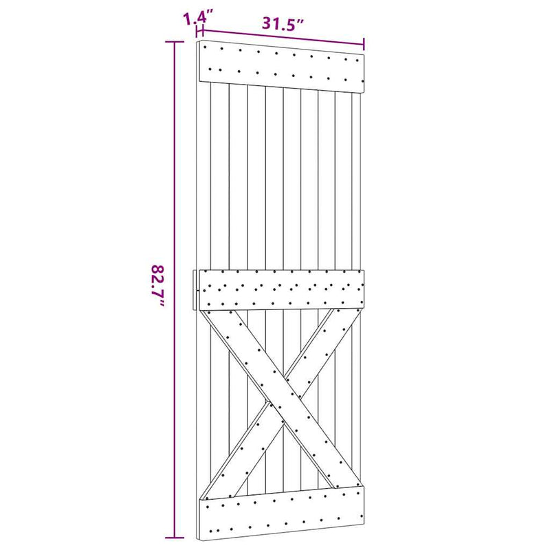 vidaXL NARVIK tömör fenyőfa ajtó 80 x 210 cm