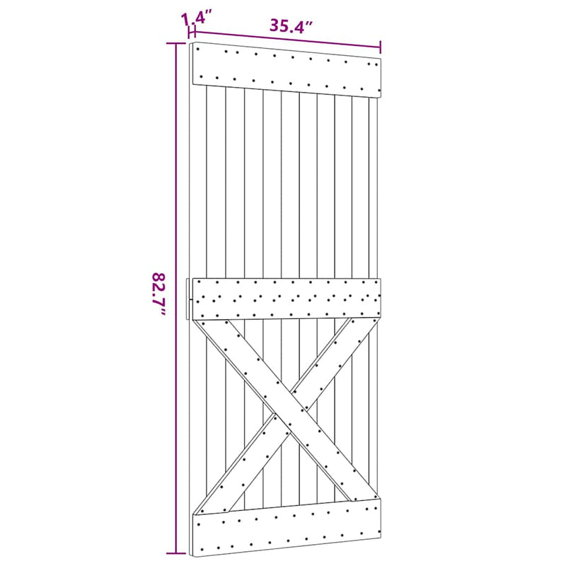 vidaXL NARVIK tömör fenyőfa ajtó 90 x 210 cm