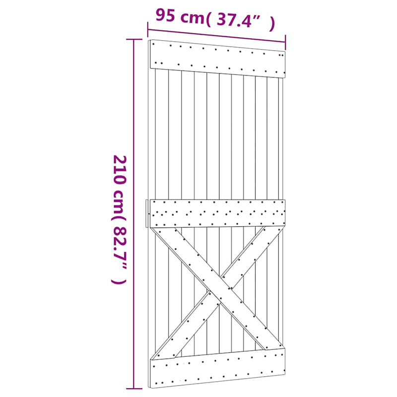 vidaXL NARVIK tömör fenyőfa ajtó 95 x 210 cm