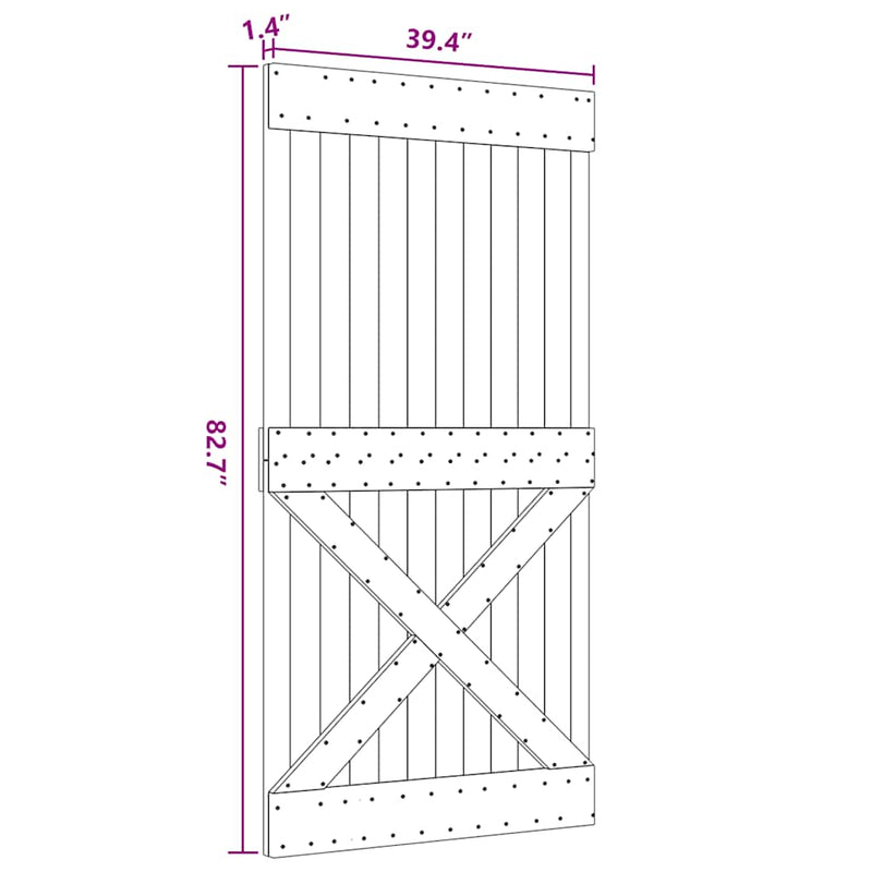 vidaXL NARVIK tömör fenyőfa ajtó 100 x 210 cm
