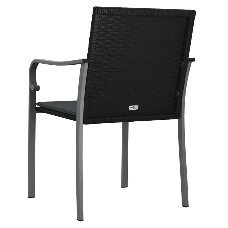 vidaXL 4 db fekete polyrattan kerti szék párnával 56x59x84 cm
