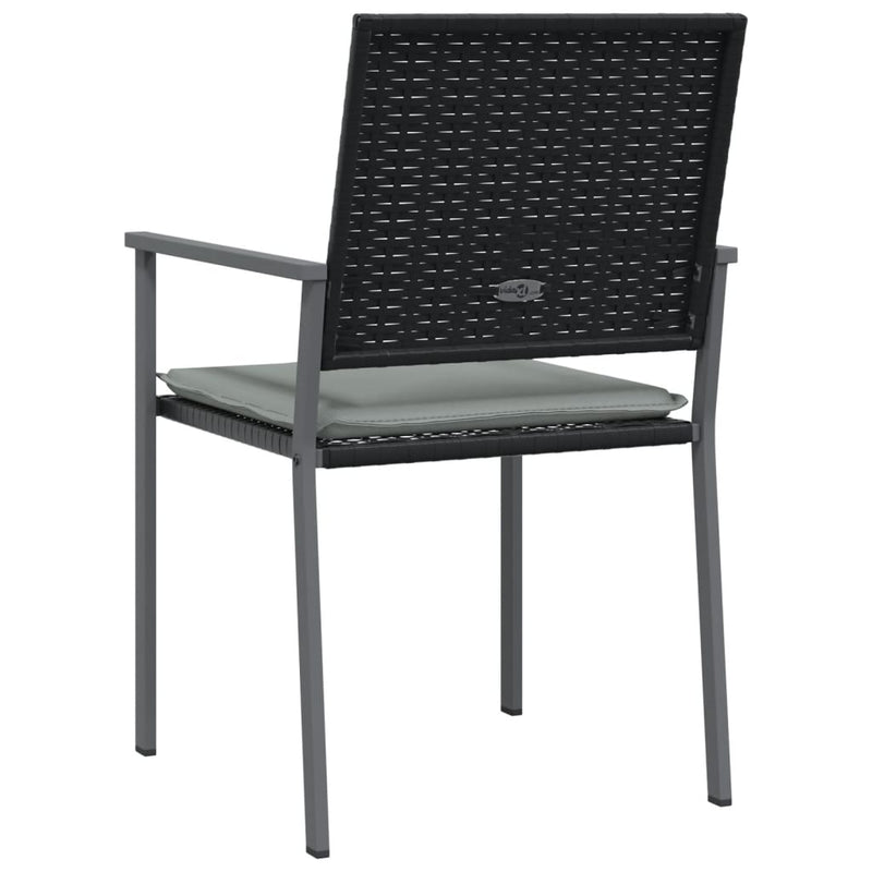 vidaXL 4 db fekete polyrattan kerti szék párnával 56x62,5x89 cm