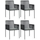 vidaXL 4 db fekete polyrattan kerti szék párnával 54x60,5x83,5 cm