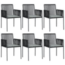 vidaXL 6 db fekete polyrattan kerti szék párnával 54x60,5x83,5 cm