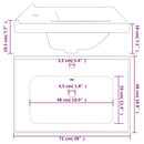 vidaXL fehér négyszögletű kerámia fürdőszobai mosdókagyló 71x48x19,5cm