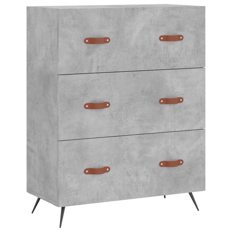 vidaXL betonszürke szerelt fa komód 69,5 x 34 x 90 cm