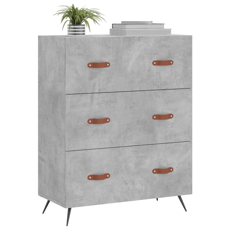 vidaXL betonszürke szerelt fa komód 69,5 x 34 x 90 cm