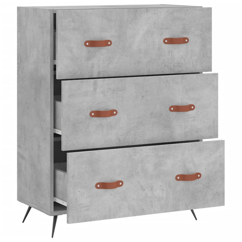 vidaXL betonszürke szerelt fa komód 69,5 x 34 x 90 cm