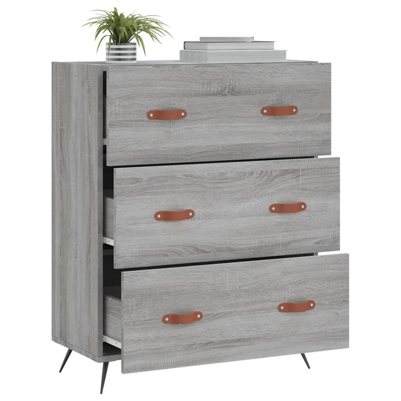 vidaXL szürke sonoma színű szerelt fa komód 69,5 x 34 x 90 cm