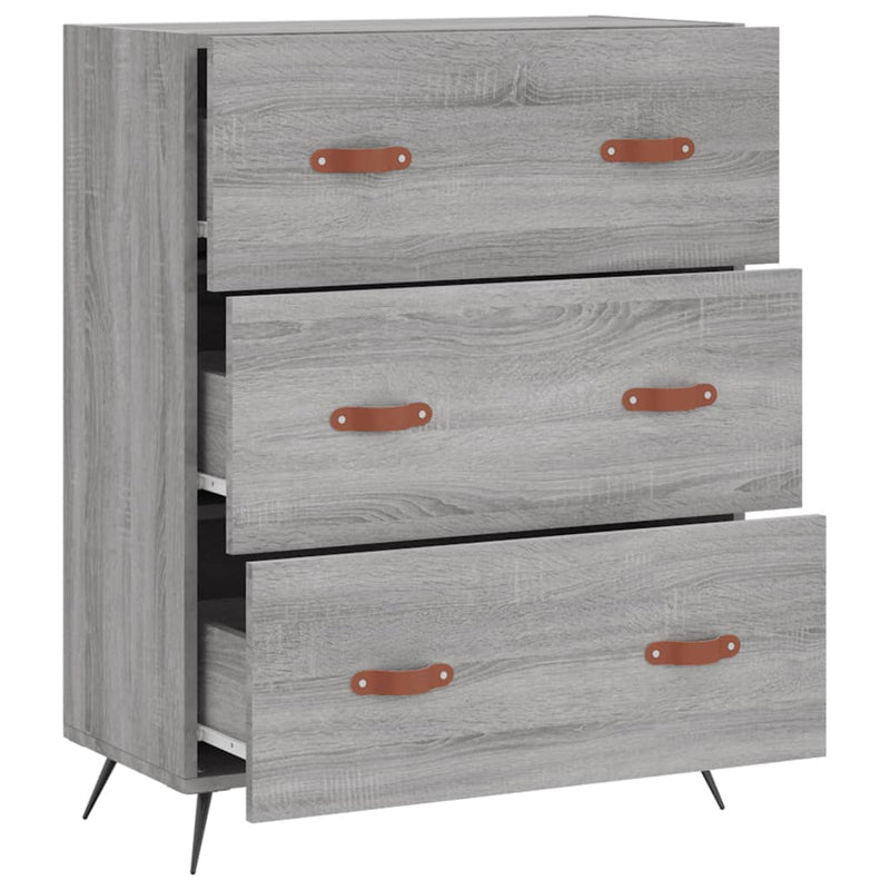 vidaXL szürke sonoma színű szerelt fa komód 69,5 x 34 x 90 cm
