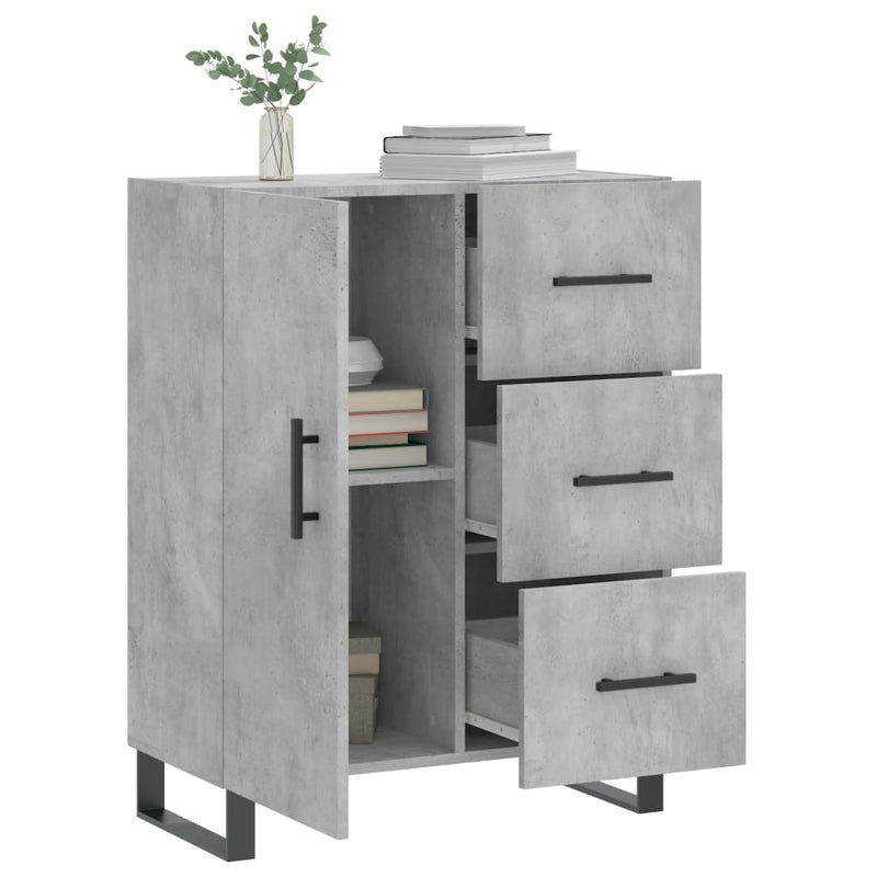 vidaXL betonszürke szerelt fa tálalószekrény 69,5 x 34 x 90 cm
