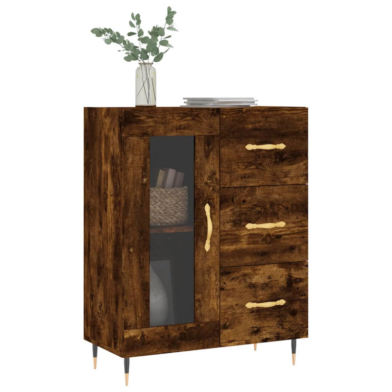 vidaXL füstös tölgy színű szerelt fa tálalószekrény 69,5 x 34 x 90 cm