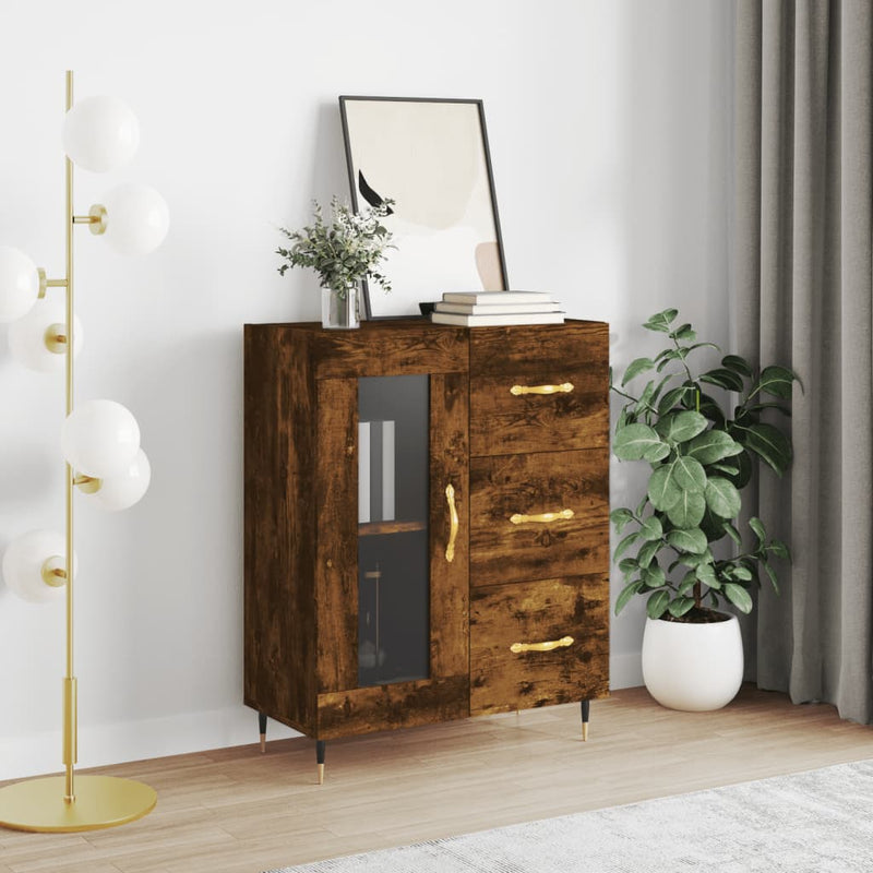vidaXL füstös tölgy színű szerelt fa tálalószekrény 69,5 x 34 x 90 cm