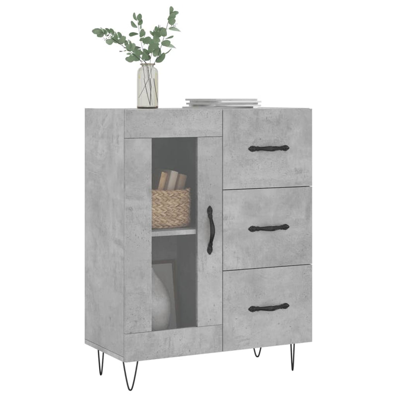 vidaXL betonszürke szerelt fa tálalószekrény 69,5 x 34 x 90 cm